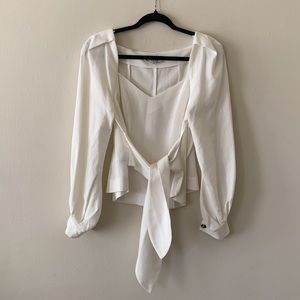 & Other Stories puff sleeve tie waist blouse